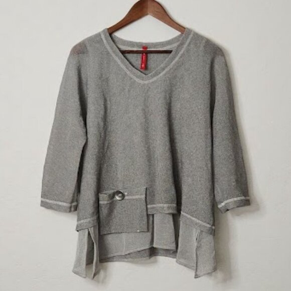 IC By Connie K Layered Cut-out Asymmetrical Blouse Top Size Medium - Picture 1 of 5